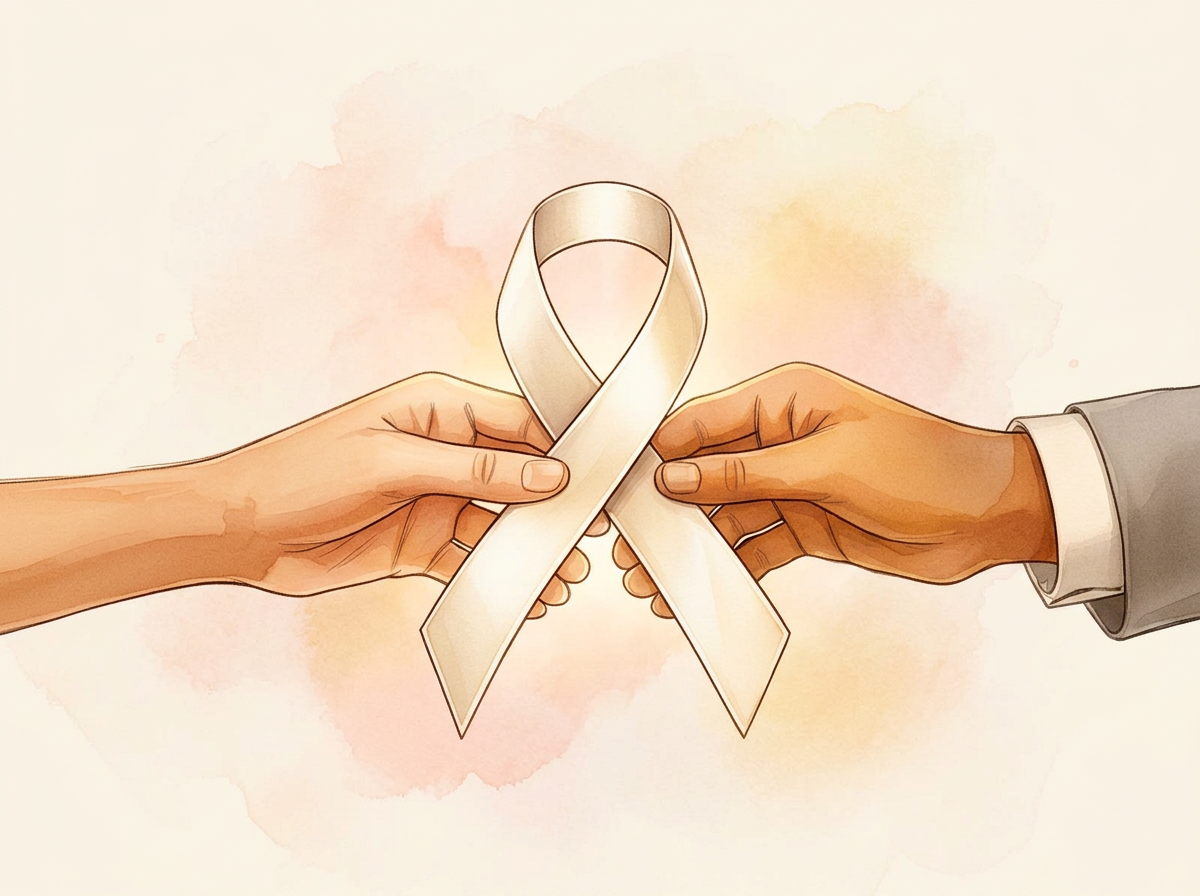 Two people connecting, illustrated with soft watercolors
